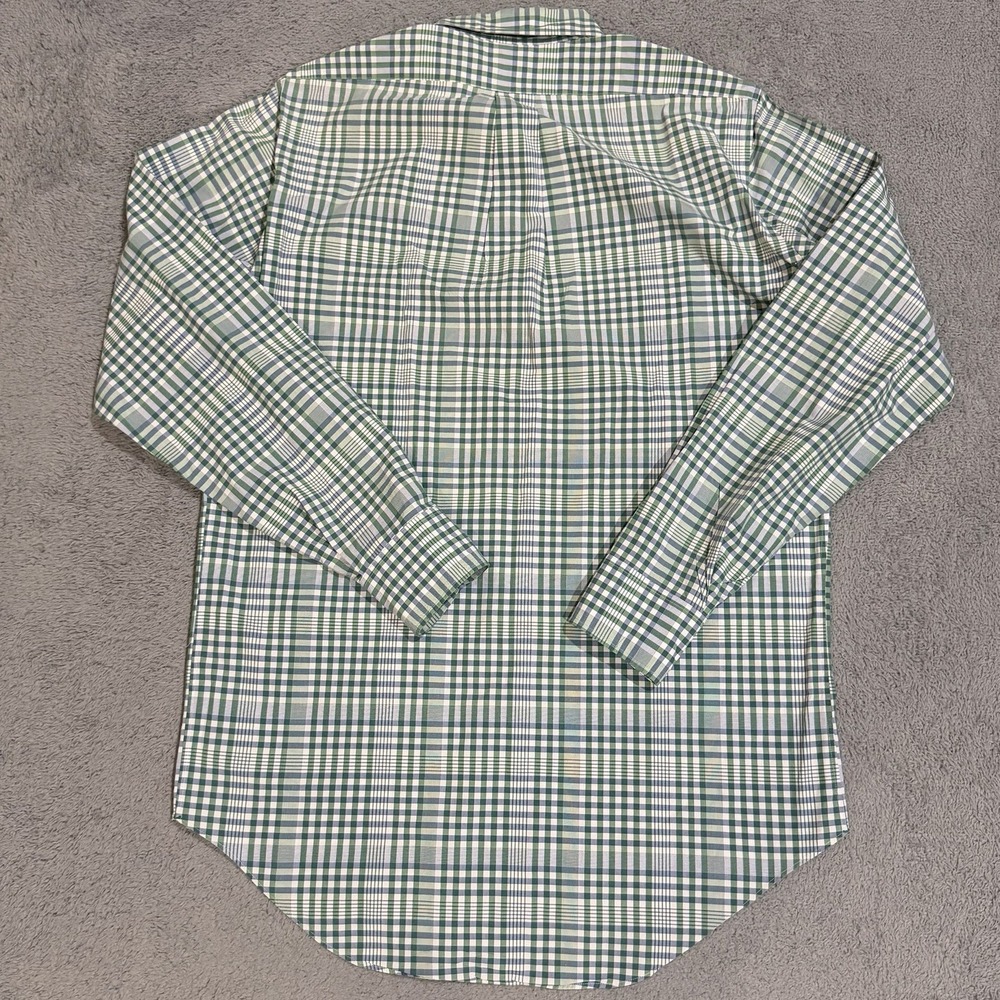 Sid Mashburn Men's M Madras Plaid Green/Blue/White Spread Collar Button Up Shirt - Picture 5 of 8